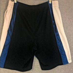 Men's Black Athletic Shorts with Blue and Cream Side Panels